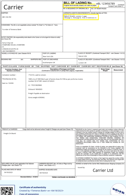 Certificate of Authenticity (CoA)